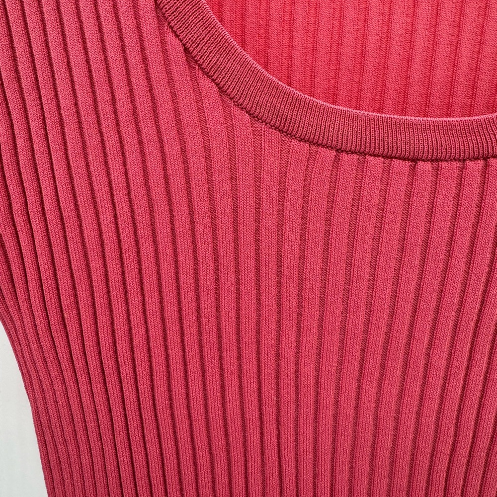 Boston Proper Deep Coral Ribbed Long Sleeve Peplum Top, Size Medium - Picture 10 of 12